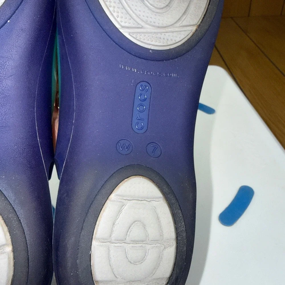 Crocs Isabella Strappy Sandals Cerulean Blue Green Womens 7 Slingback Flats